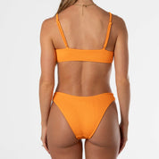 Orange Ribbed Bralette Set