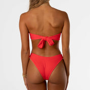 Cherry Ribbed Bandeau Set