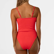 Cherry Ribbed One Piece | Top