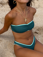Jade Ribbed Bandeau Set