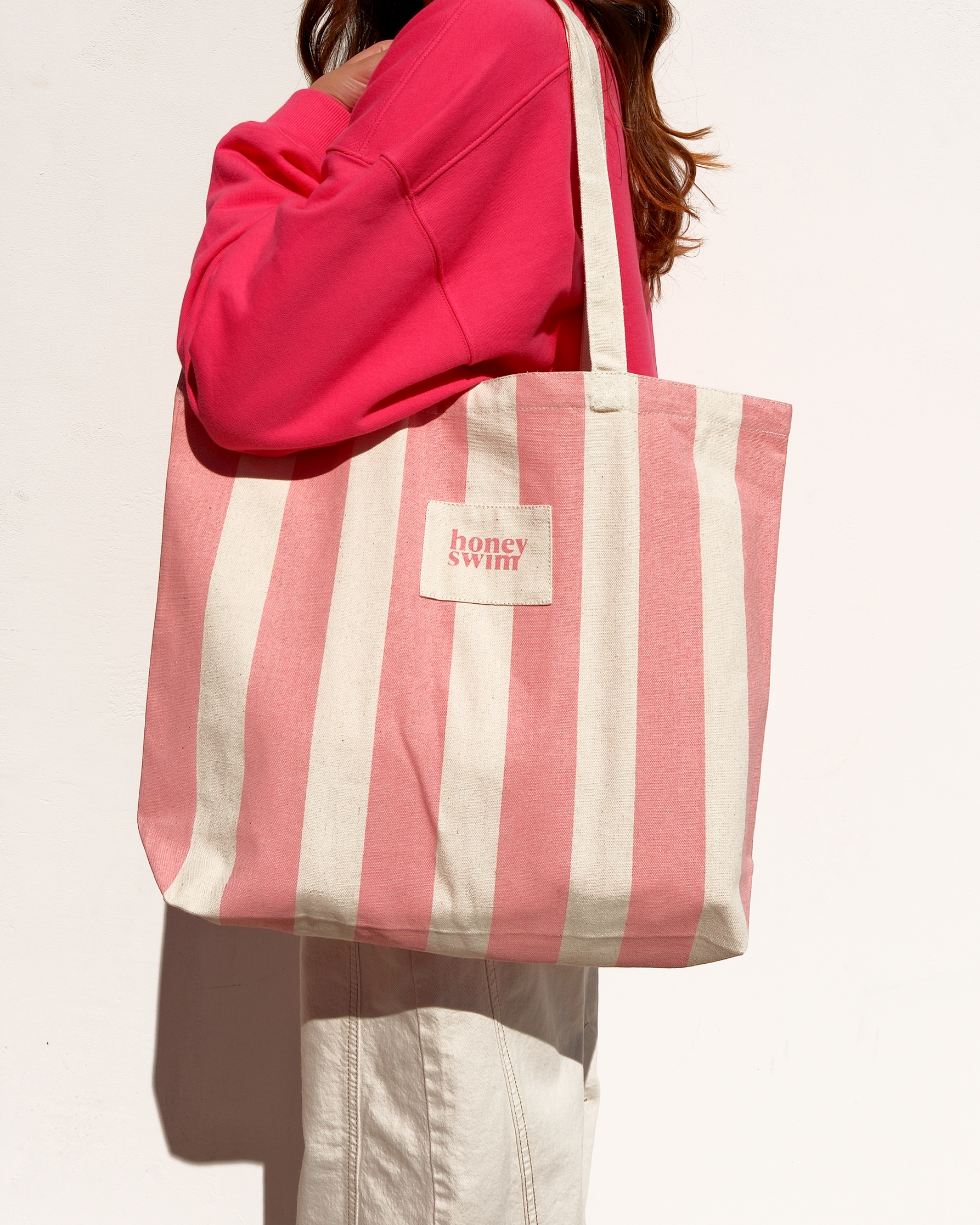 Honey Stripe Tote Bag | Pink