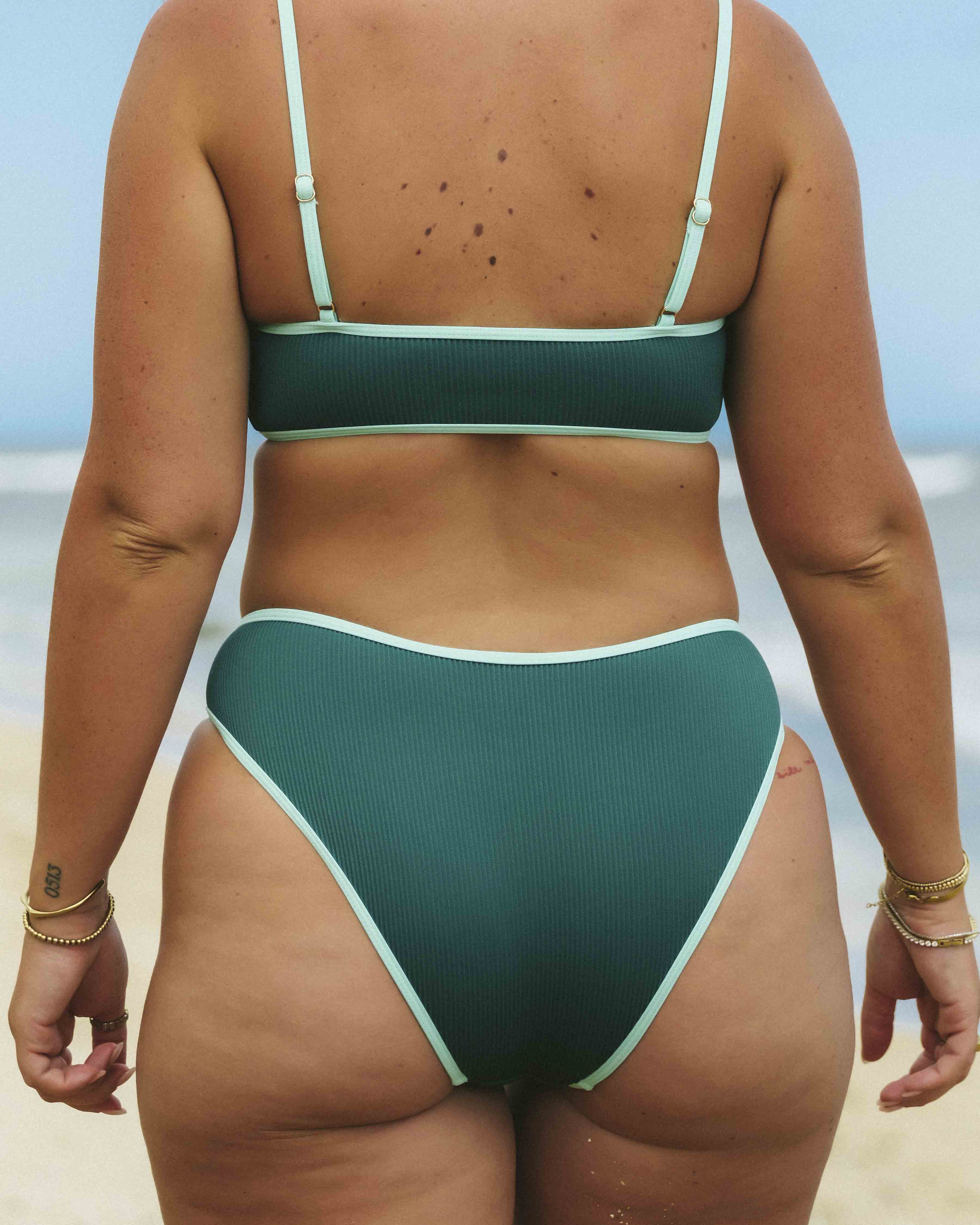 Jade Ribbed | Full Coverage Bottoms