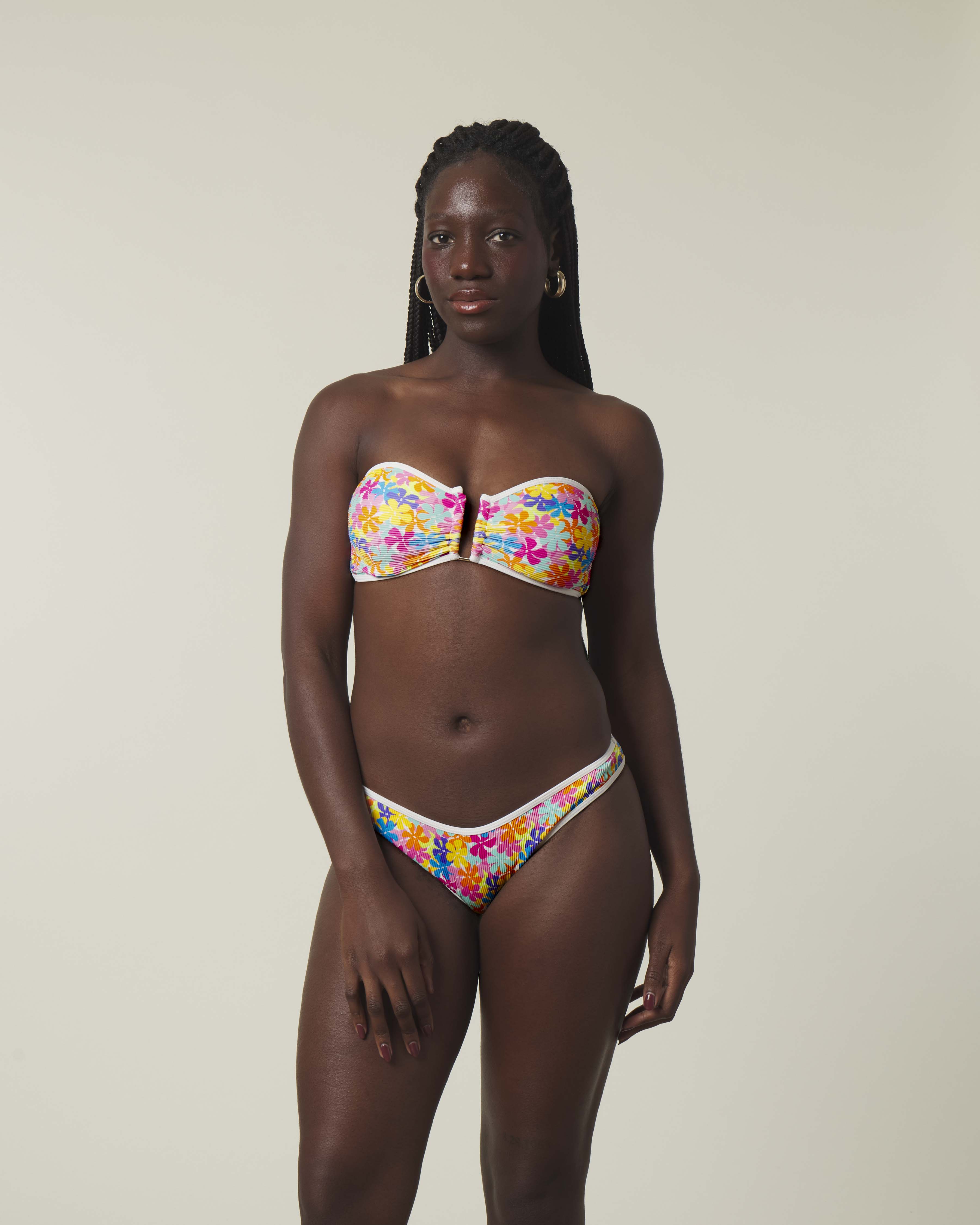 Honey Swim Summer Ribbed U Bandeau in floral print